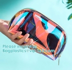 Eco Beauty Holographic Travel Cosmetic Bag,Makeup Bag PVC Holographic Laser Clear Transparent Women Cosmetic Bag handy