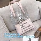 Reusable PVC Soft Loop Handle Bags, long handle clear pvc bedding yellow pvc blanket bag, transparent PVC handle plastic