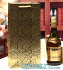 wine paper bag with handles,luxury glossy wine bottle gift paper bags,Gold Wine Gift Paper Bag with Ribbon Handles pack