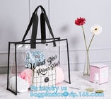 Clear PVC Shopping Reusable Tote Bags With Carry Handle Customize Logo