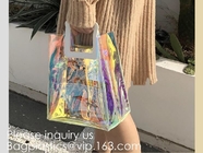 Gift Bag Clear Shopping Bag Custom PVC Plastic Shopping Bag, Shiny Pvc Handle Shopping Hand Bag Clear Tote Bags Ladies